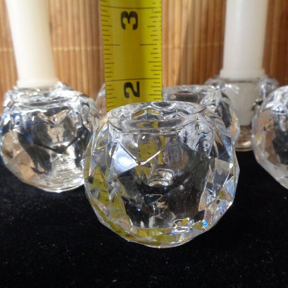 8 Small Glass Candle Holders Round for Taper Candlestick Holders Elegant - Picture 10 of 12